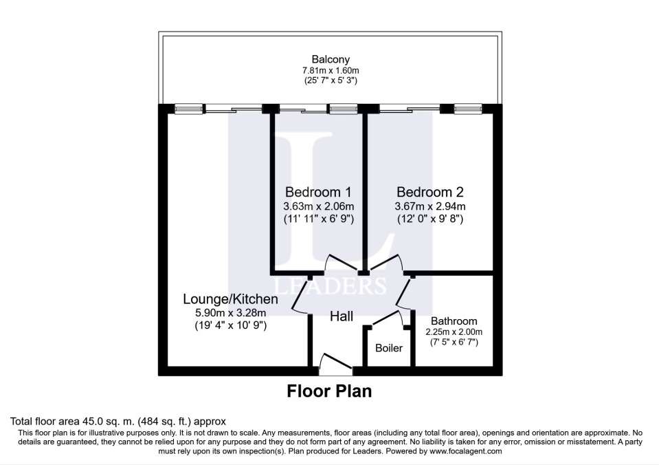 2 bedroom flat to rent - floorplan