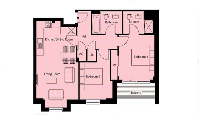 2 bedroom flat to rent - floorplan