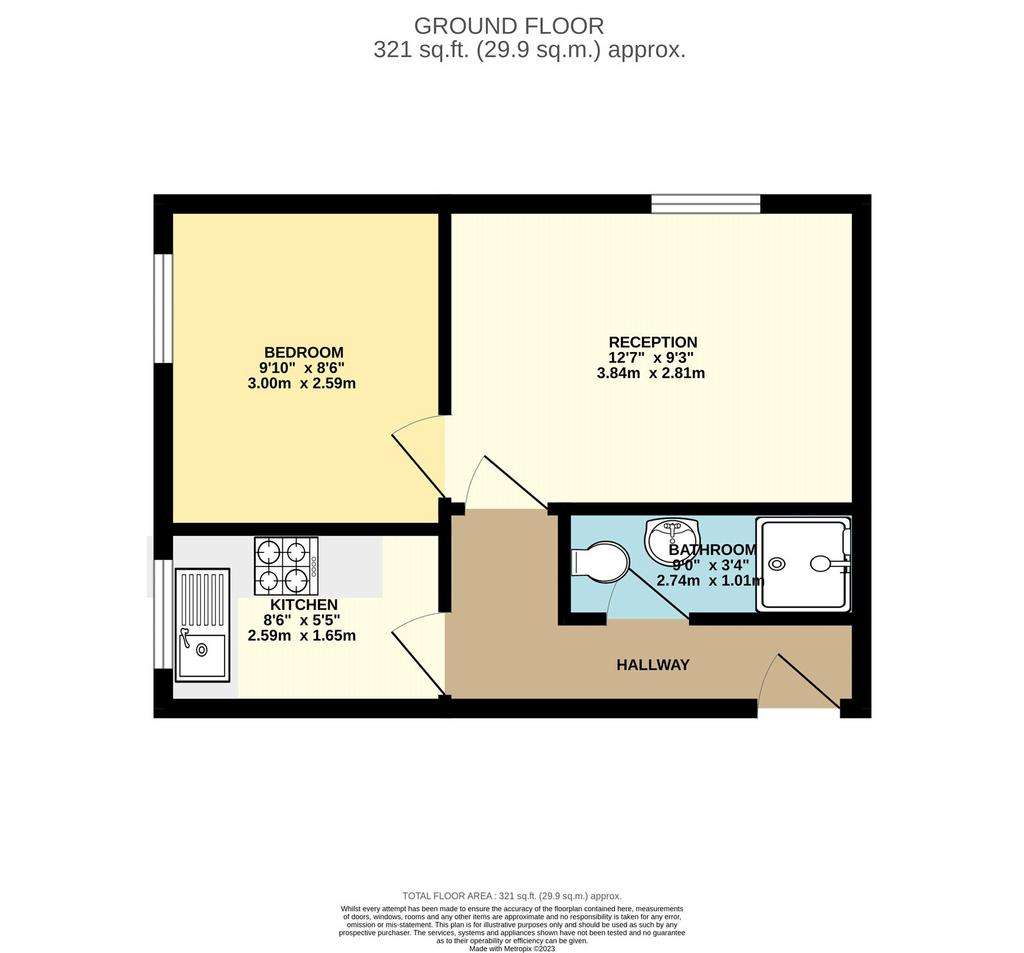 1 bedroom flat to rent - floorplan