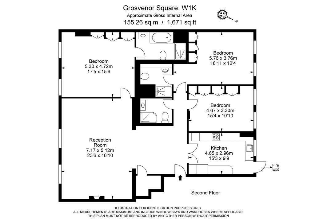 3 bedroom flat to rent - floorplan