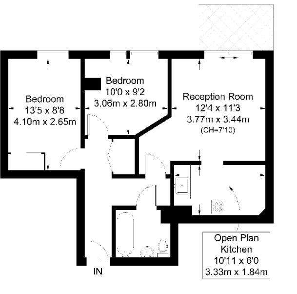 2 bedroom flat to rent - floorplan