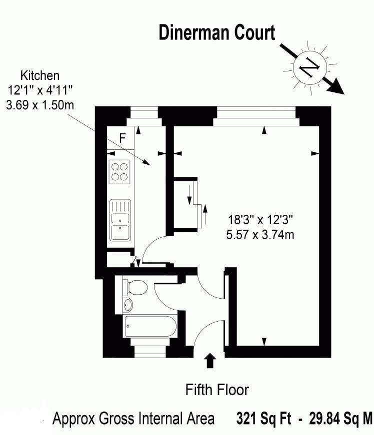 Studio flat to rent - floorplan