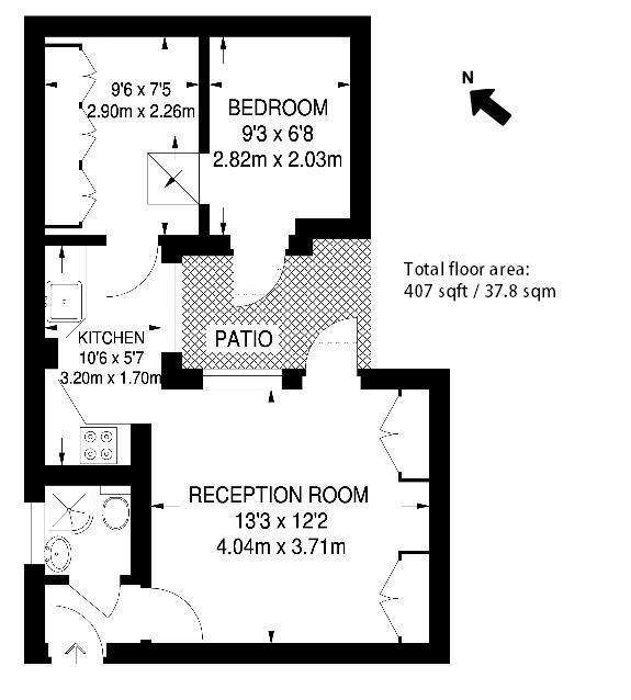 1 bedroom flat to rent - floorplan