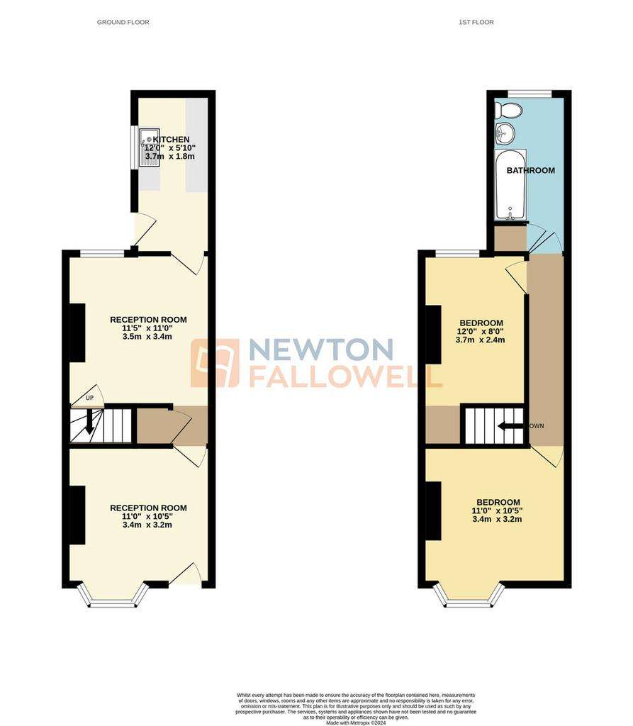 2 bedroom terraced house to rent - floorplan