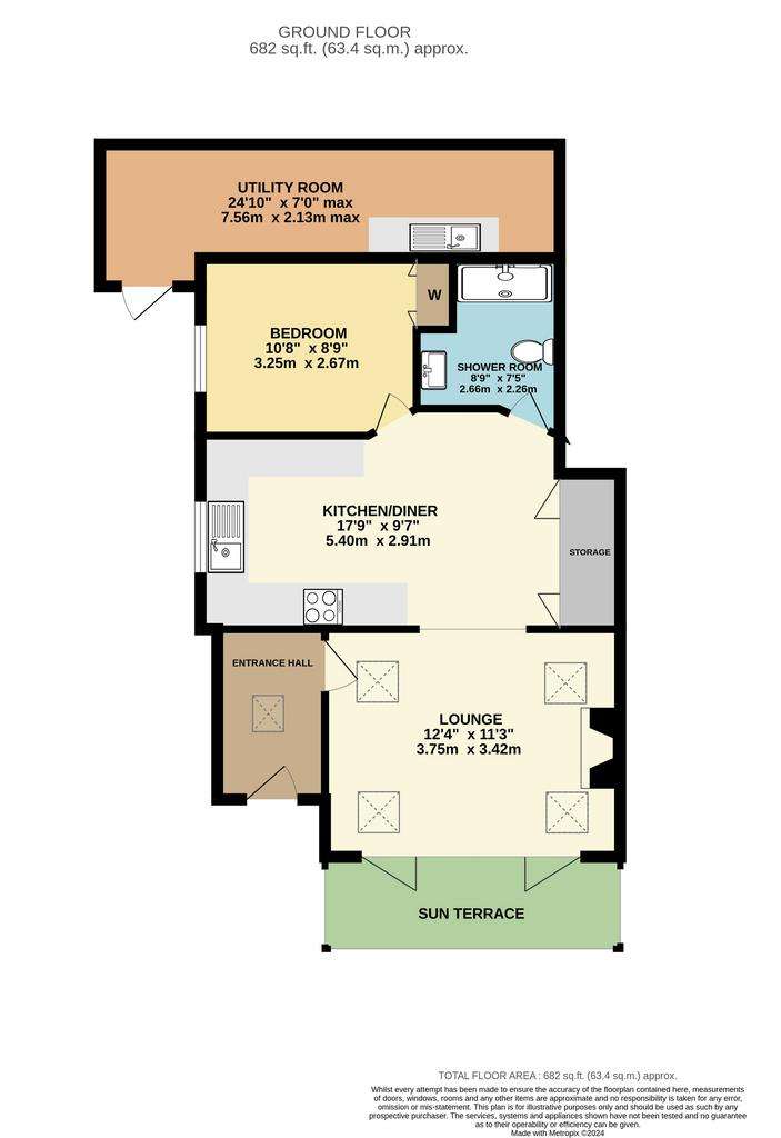 1 bedroom bungalow for sale - floorplan