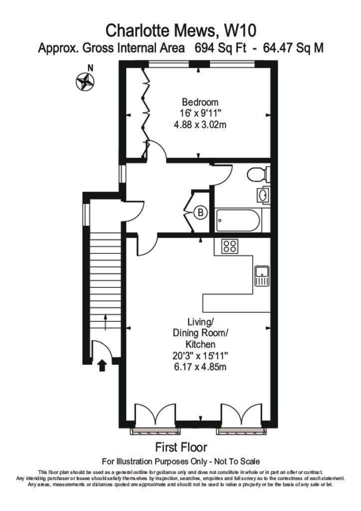 1 bedroom flat to rent - floorplan