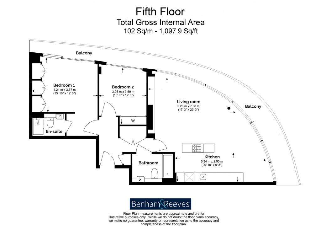 2 bedroom flat to rent - floorplan