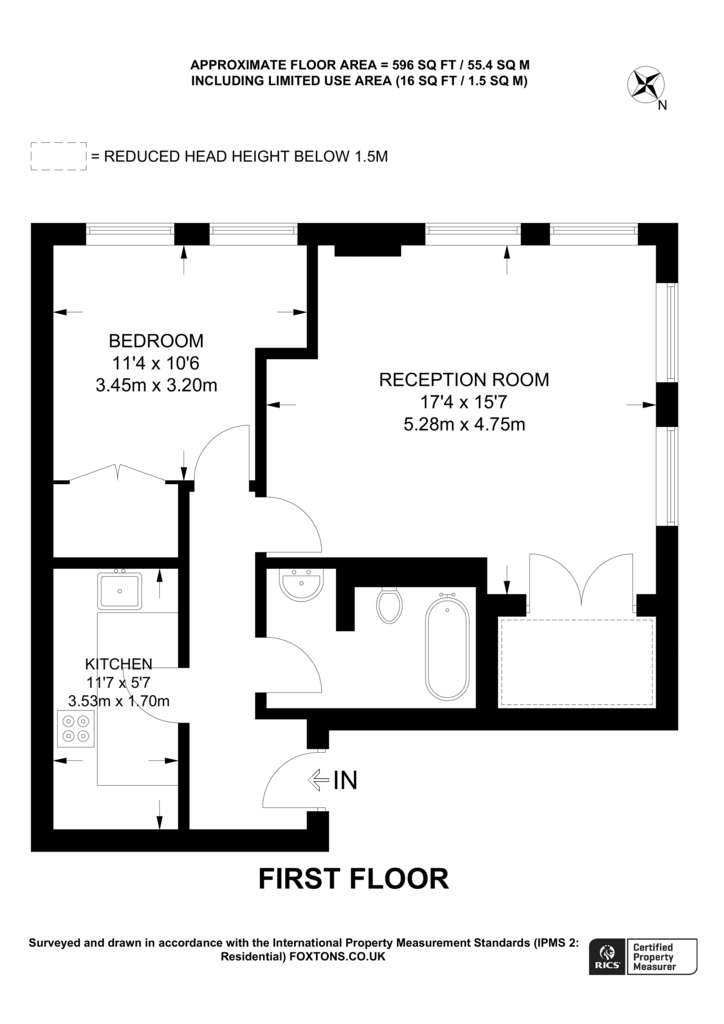 1 bedroom flat to rent - floorplan