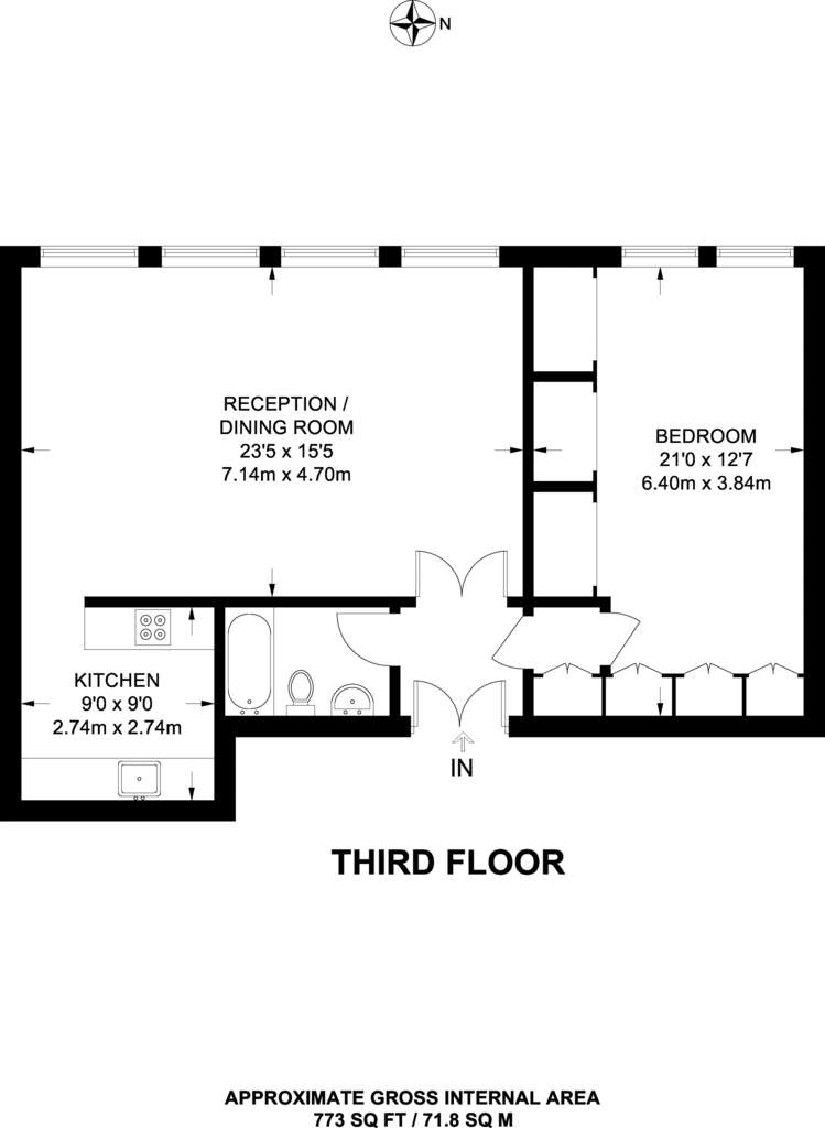 1 bedroom flat to rent - floorplan