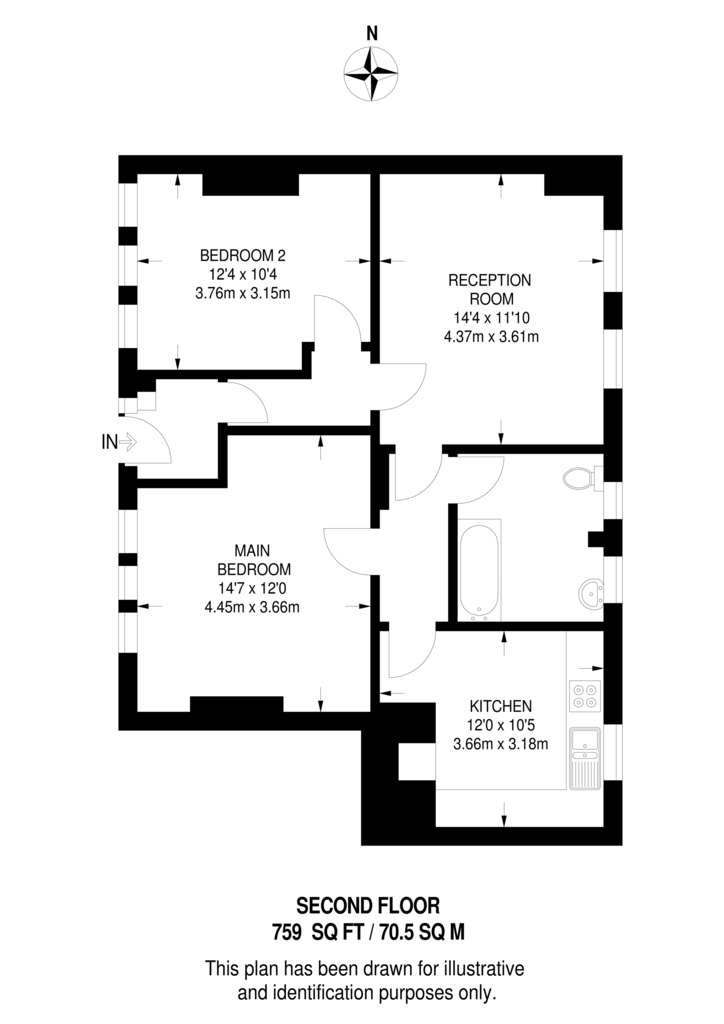 2 bedroom flat to rent - floorplan