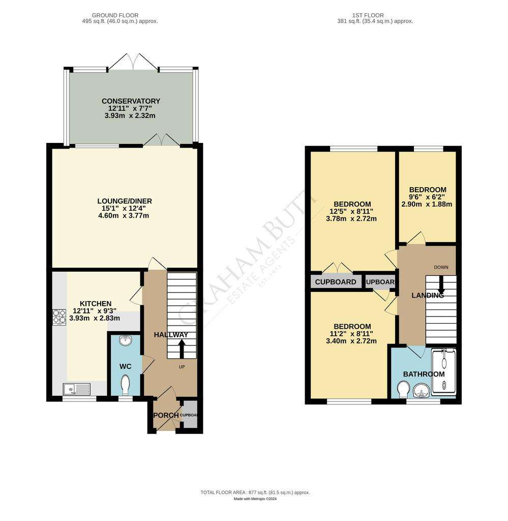 3 bedroom end of terrace house for sale - floorplan