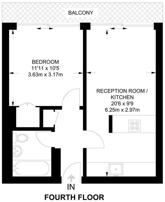 1 bedroom flat to rent - floorplan