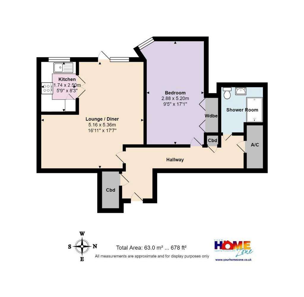 1 bedroom flat for sale - floorplan