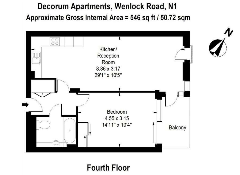 1 bedroom flat to rent - floorplan