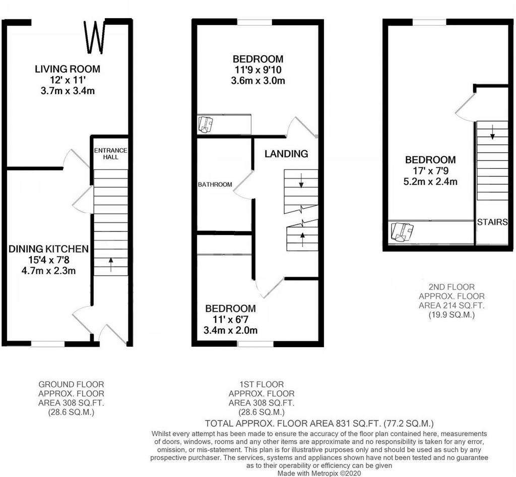 3 bedroom terraced house for sale - floorplan