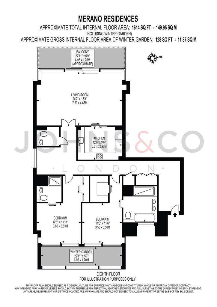 2 bedroom flat to rent - floorplan