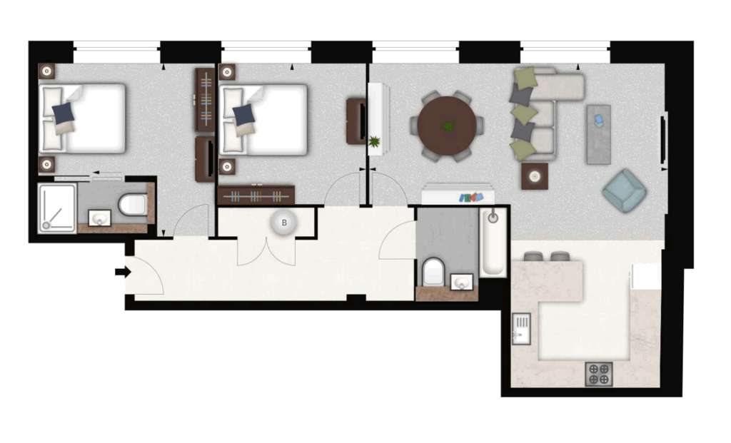 2 bedroom flat to rent - floorplan