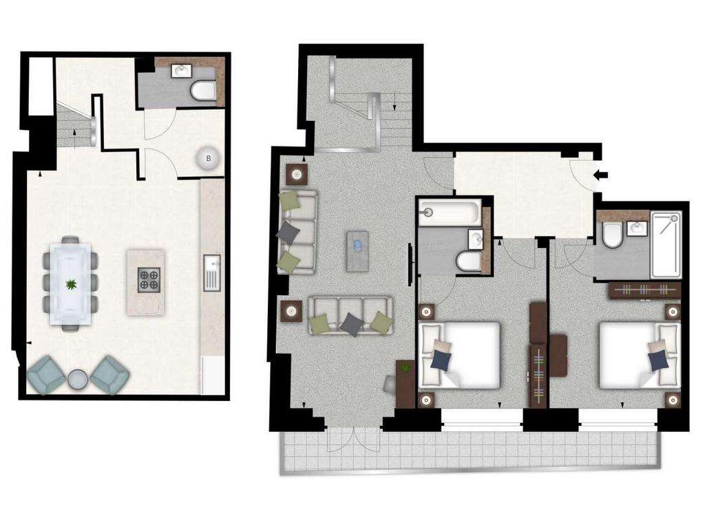 2 bedroom duplex apartment to rent - floorplan