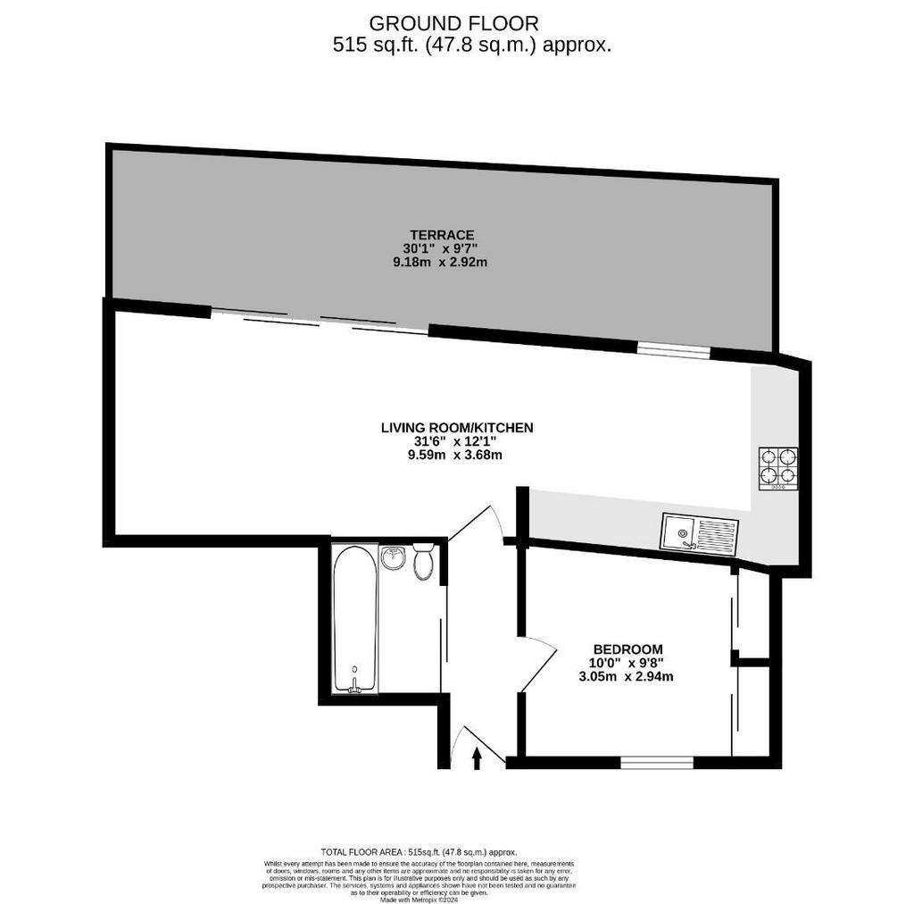 1 bedroom flat to rent - floorplan