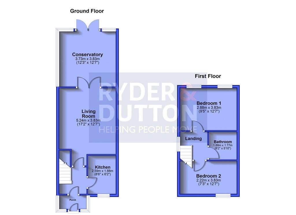 2 bedroom semi-detached house for sale - floorplan