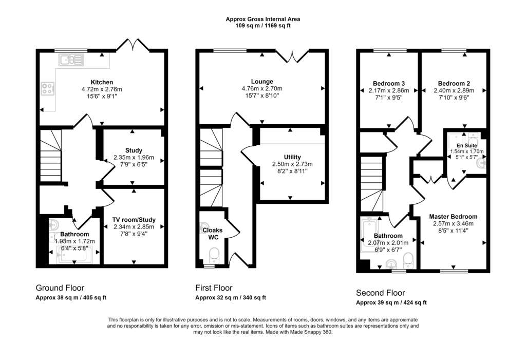 3 bedroom town house for sale - floorplan