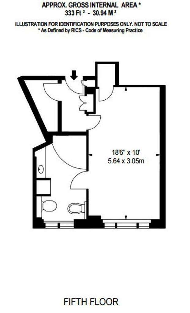 Studio flat to rent - floorplan