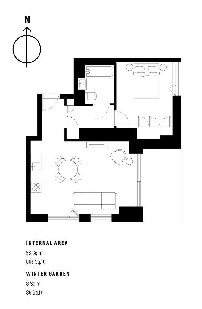 1 bedroom flat to rent - floorplan