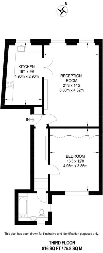 1 bedroom flat to rent - floorplan