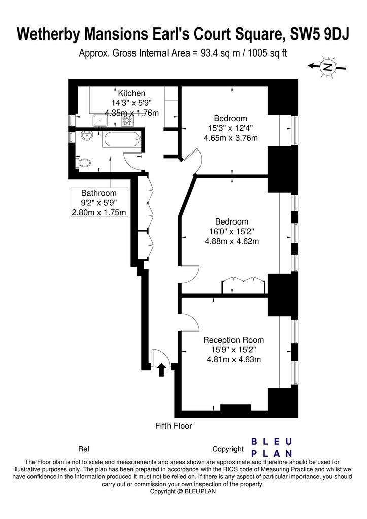 2 bedroom flat to rent - floorplan