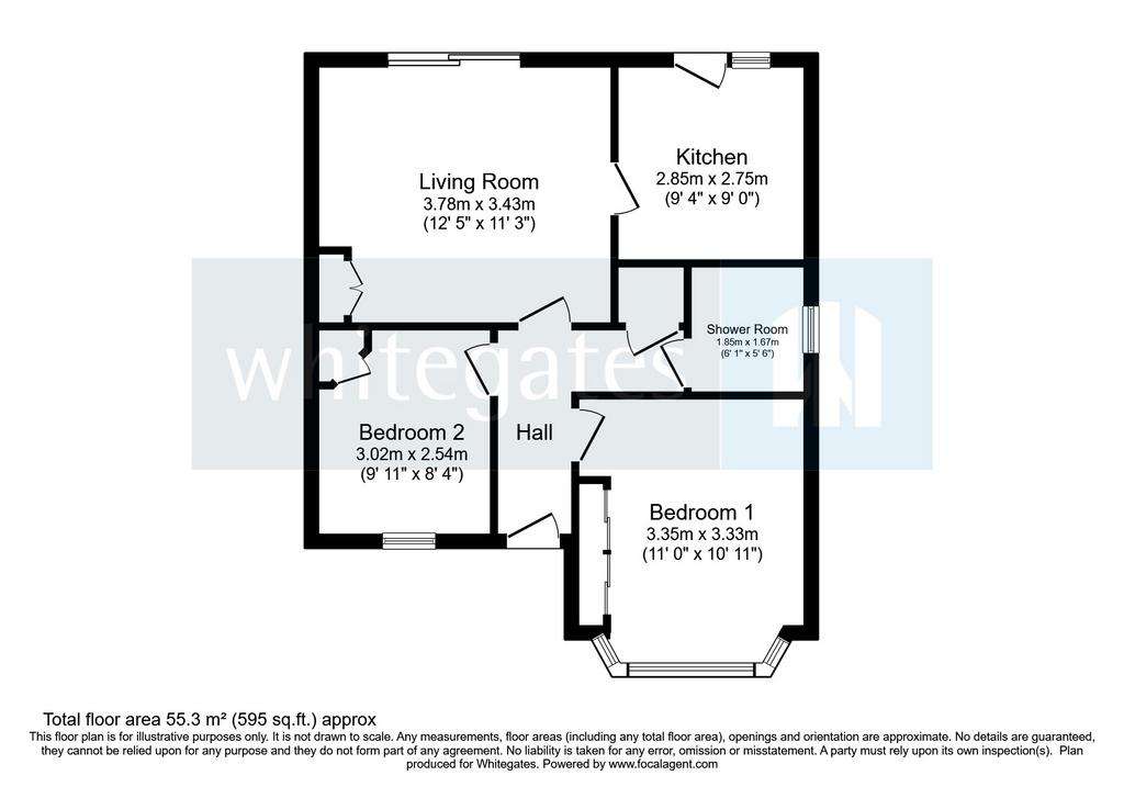 2 bedroom bungalow for sale - floorplan