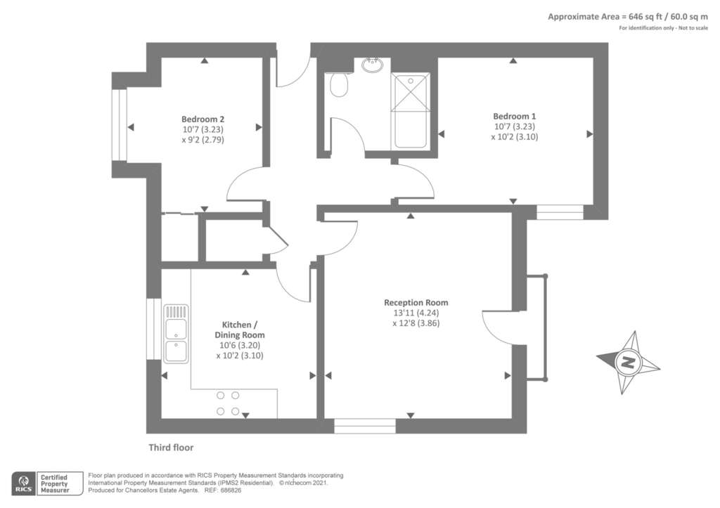 2 bedroom flat for sale - floorplan