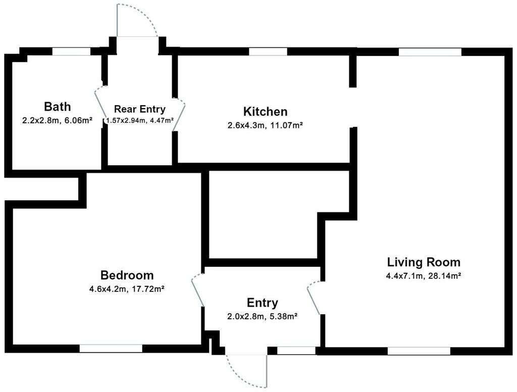 1 bedroom semi-detached bungalow for sale - floorplan