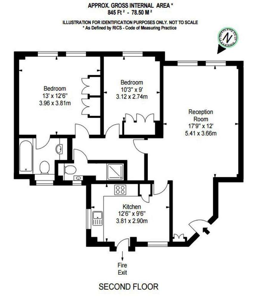 2 bedroom flat to rent - floorplan