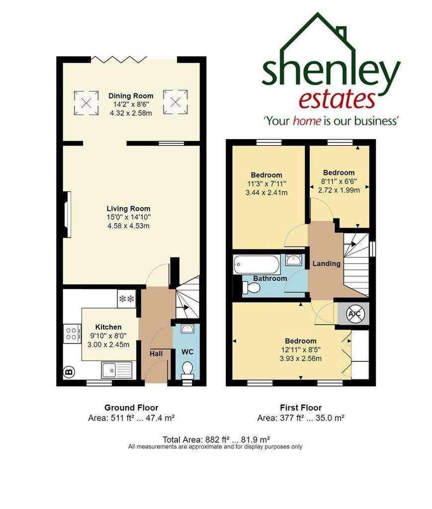 3 bedroom end of terrace house for sale - floorplan