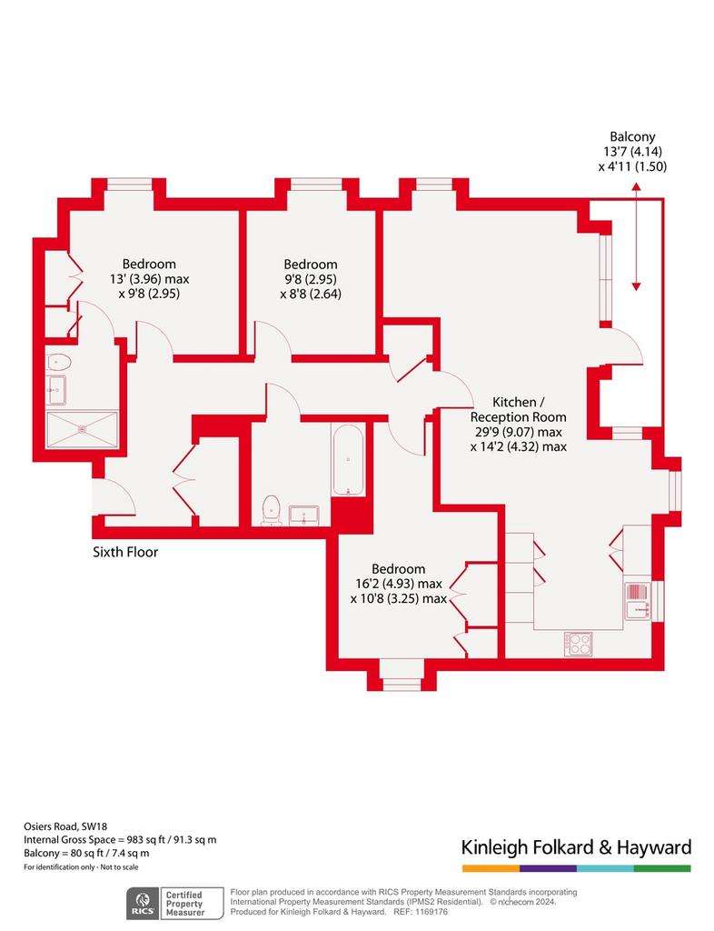 3 bedroom flat for sale - floorplan