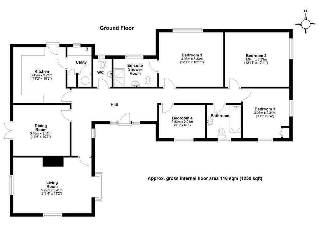 4 bedroom bungalow for sale - floorplan