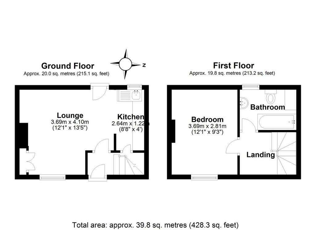 1 bedroom semi-detached house for sale - floorplan