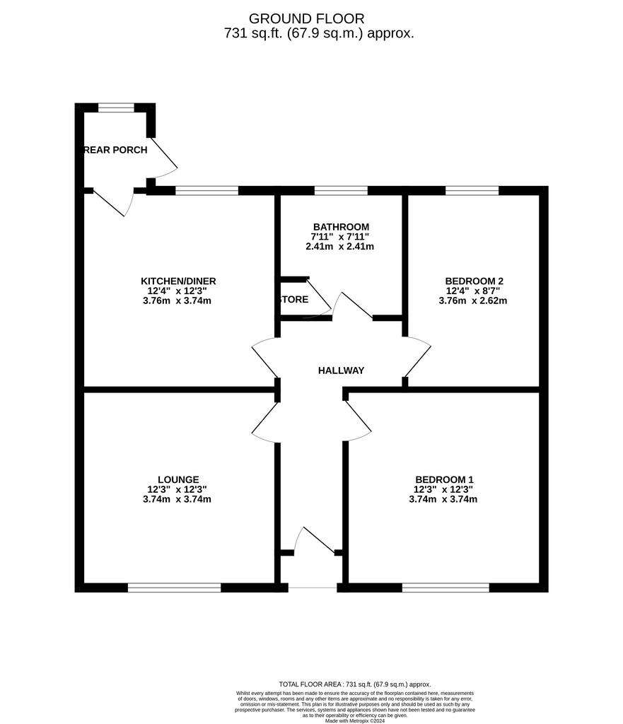 2 bedroom bungalow for sale - floorplan