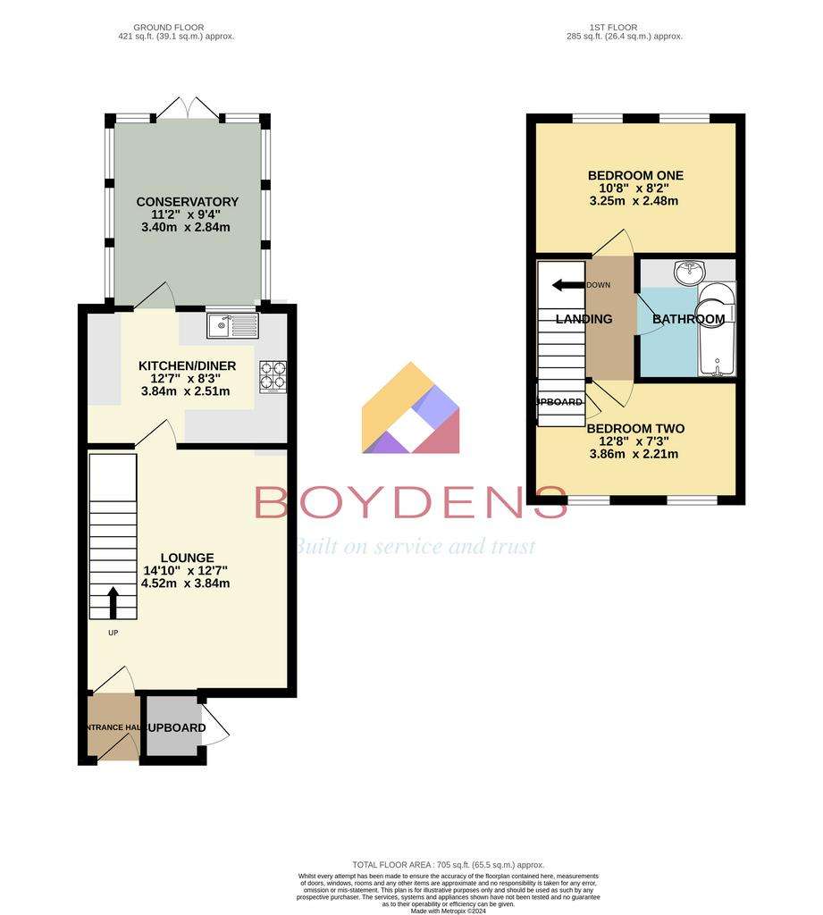 2 bedroom terraced house to rent - floorplan