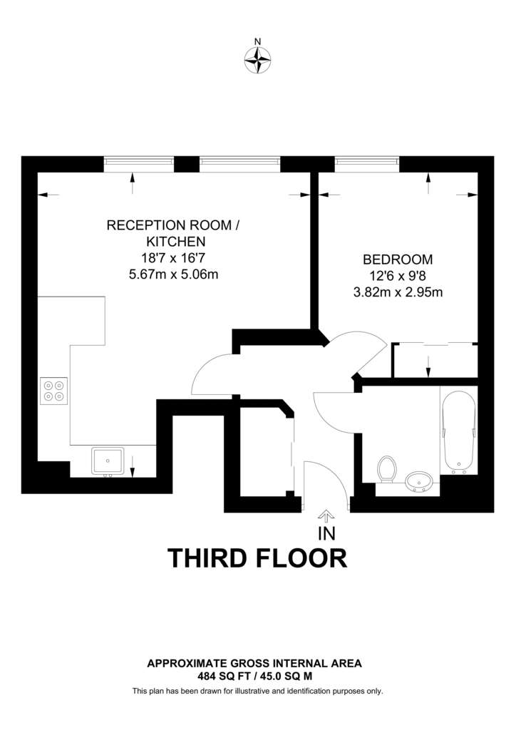 1 bedroom flat to rent - floorplan