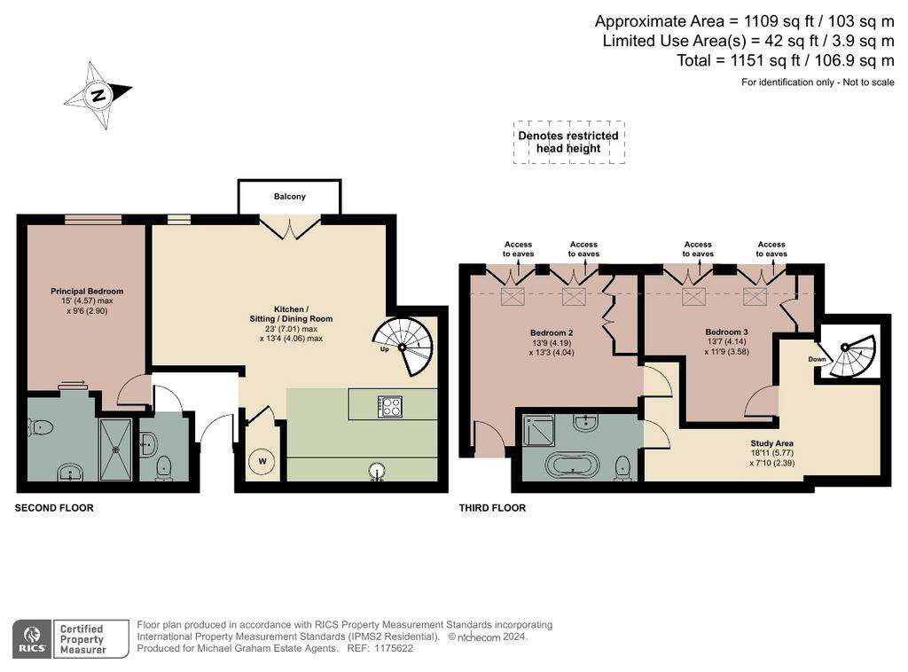 3 bedroom flat for sale - floorplan