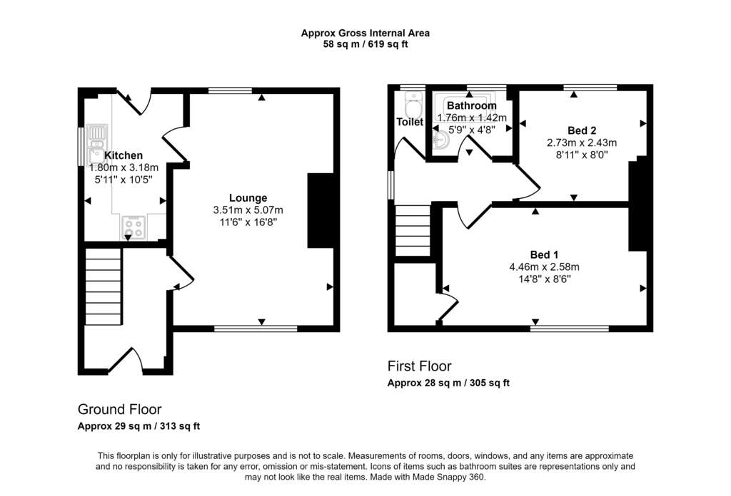 2 bedroom semi-detached house for sale - floorplan