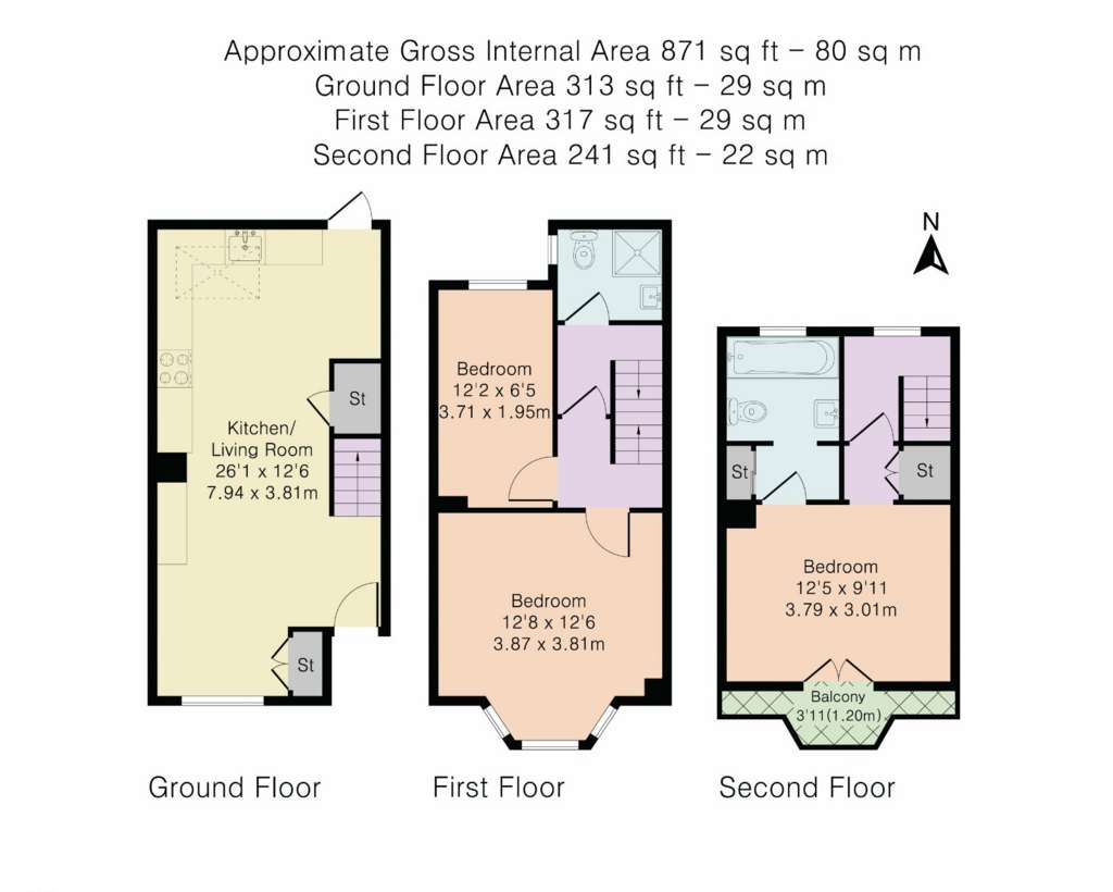 3 bedroom terraced house to rent - floorplan