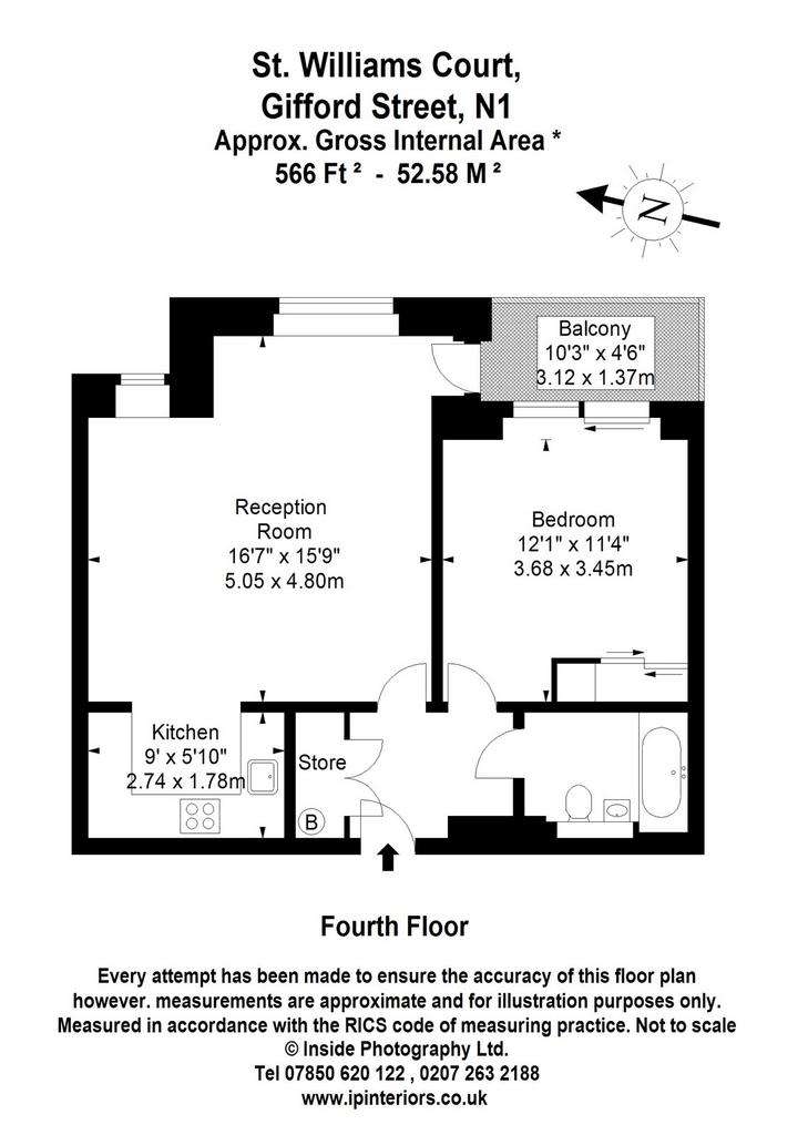 1 bedroom flat to rent - floorplan