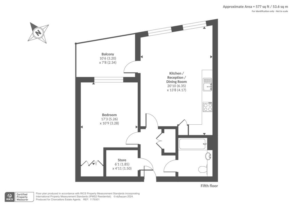 1 bedroom flat for sale - floorplan