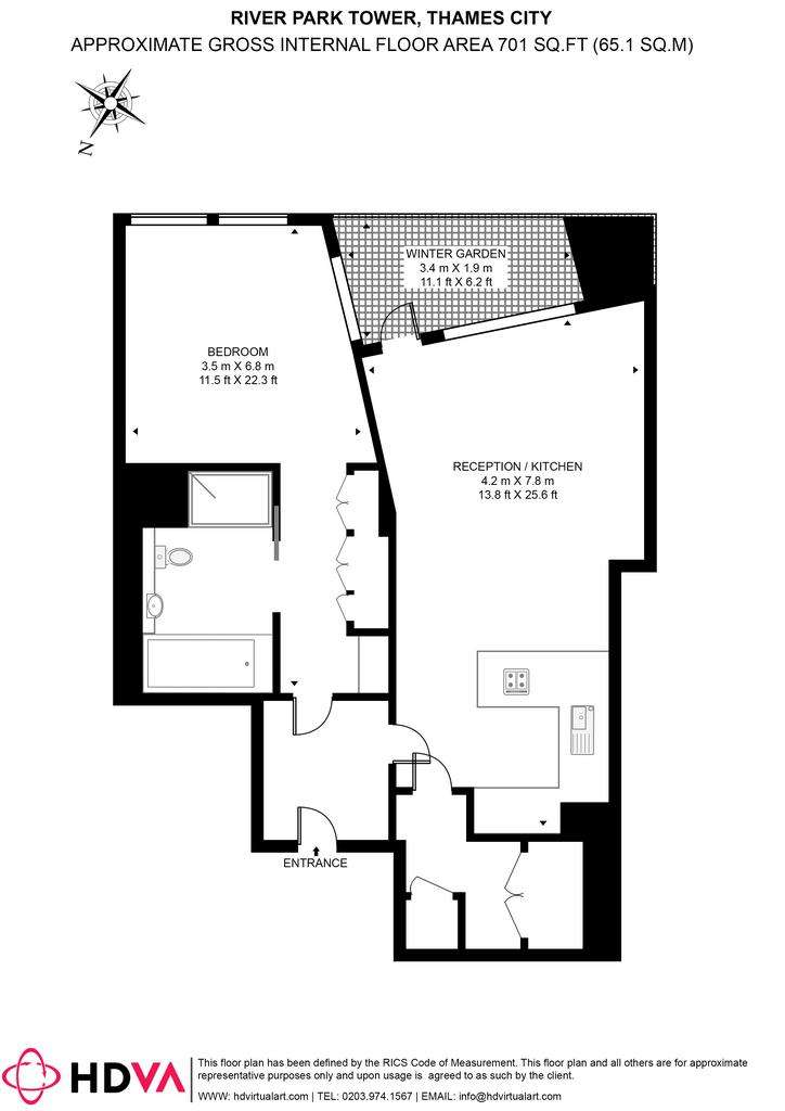 1 bedroom flat to rent - floorplan