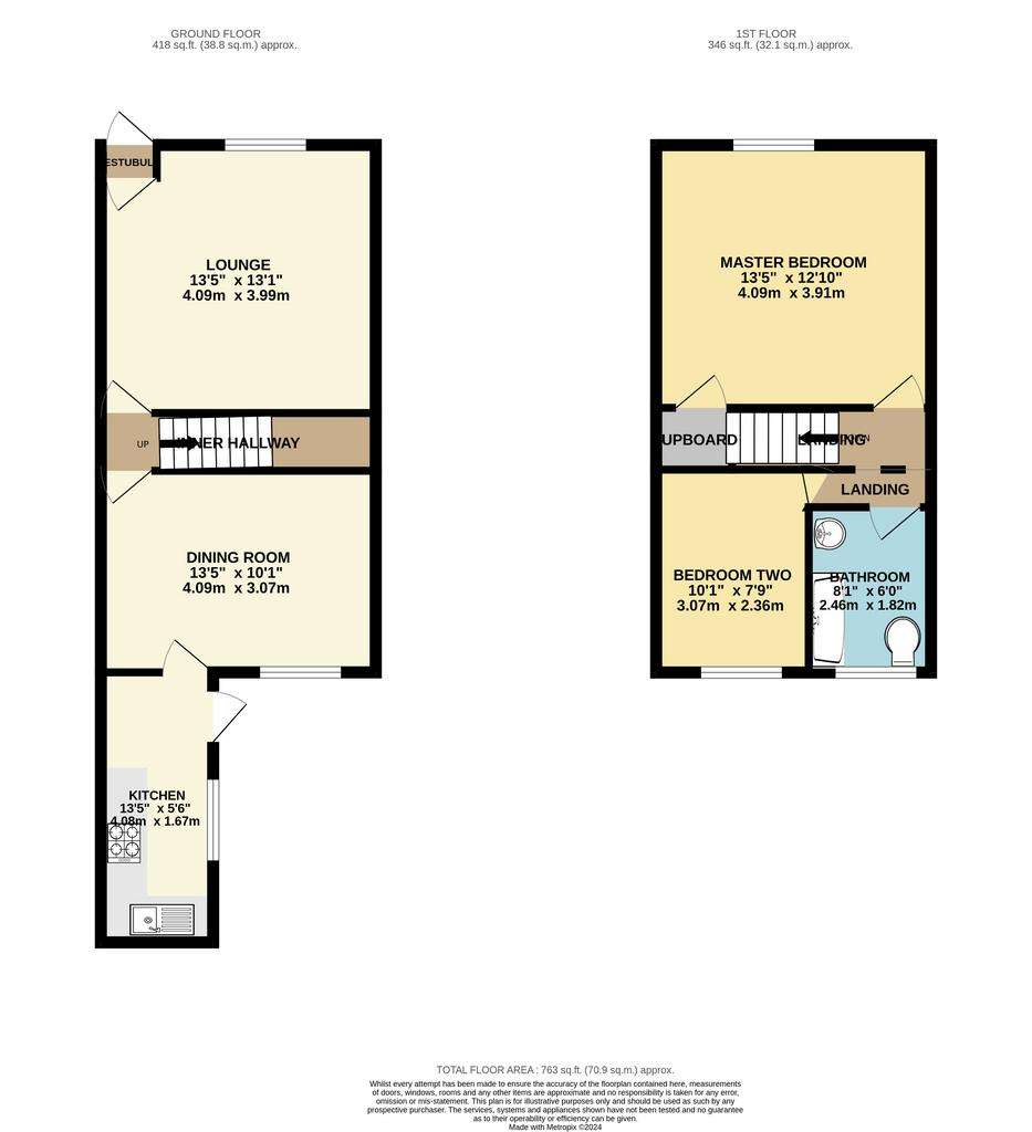 2 bedroom terraced house for sale - floorplan