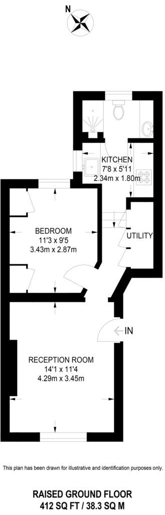 1 bedroom flat to rent - floorplan