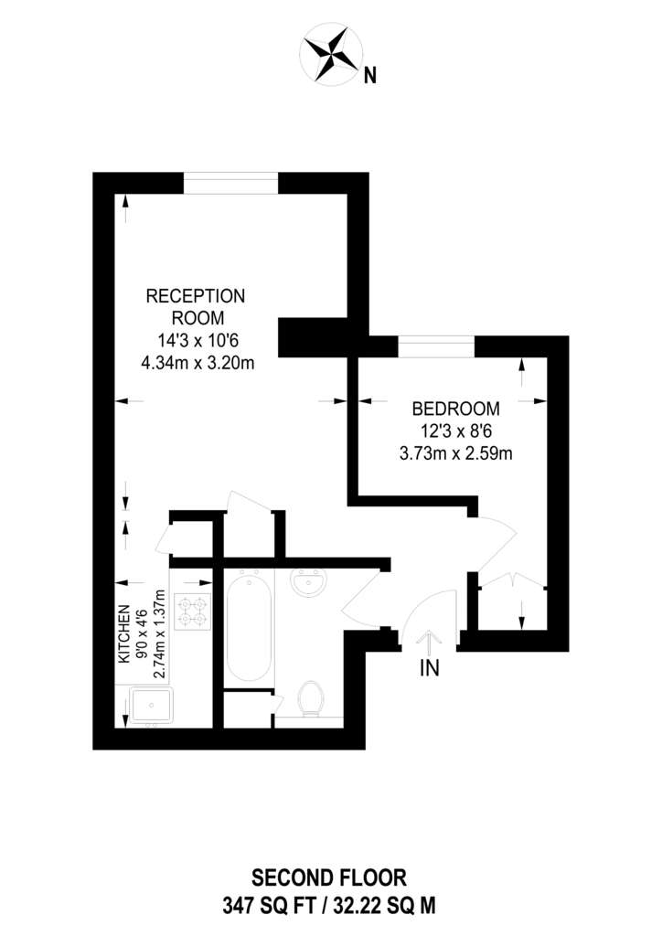 1 bedroom flat to rent - floorplan