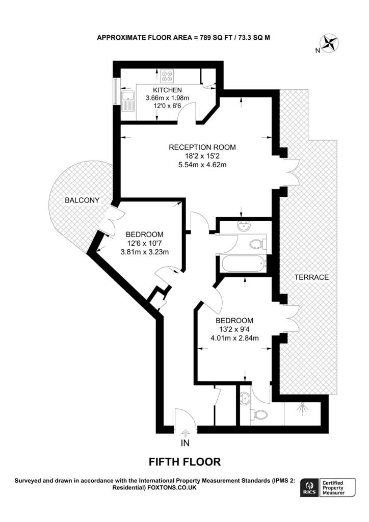 2 bedroom flat to rent - floorplan